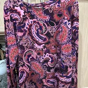 Chico's Paisley Long Sleeve Top - Pink and Purple